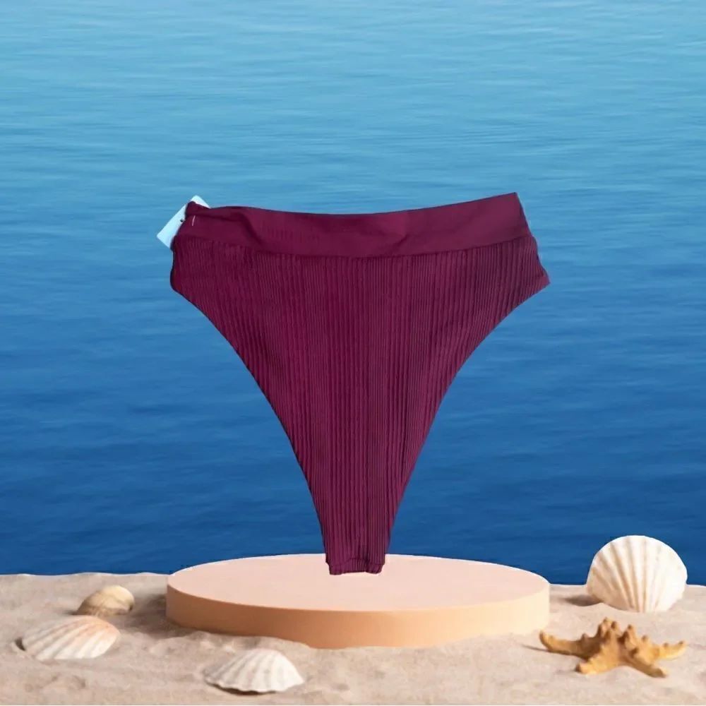 L*Space Bikini Bottom Burgundy Bitsy Cut Size S/P NWT